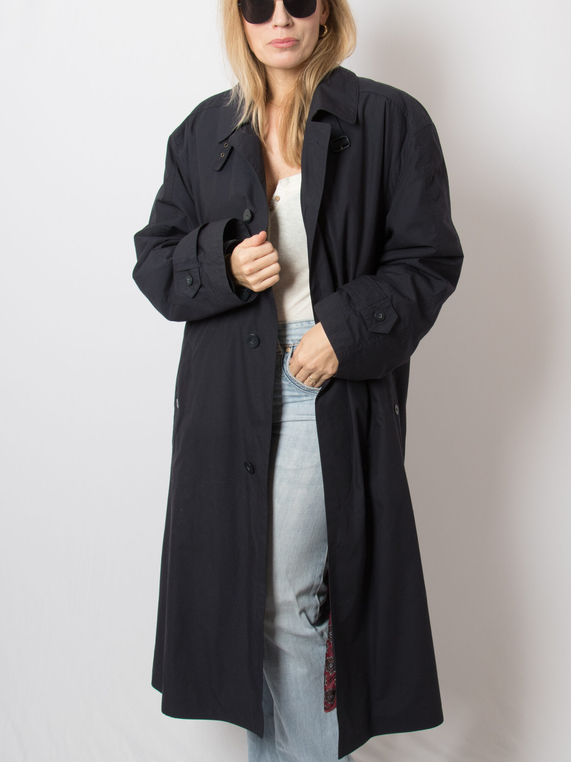 Vintage Navy Oversized Trench Coat Vintage Navy Oversized Trench Coat - Image 3