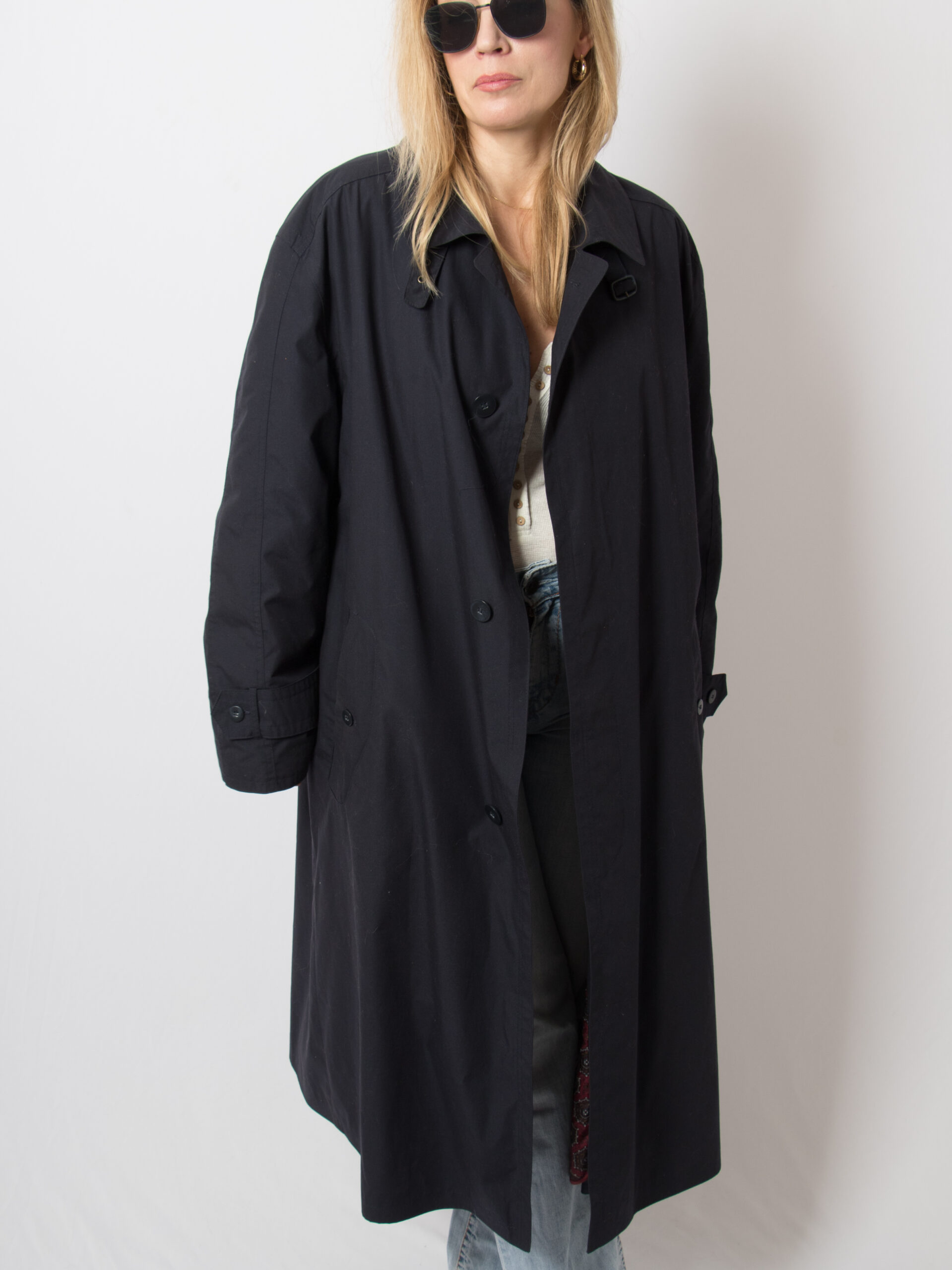 Vintage Navy Oversized Trench Coat Vintage Navy Oversized Trench Coat - Image 8