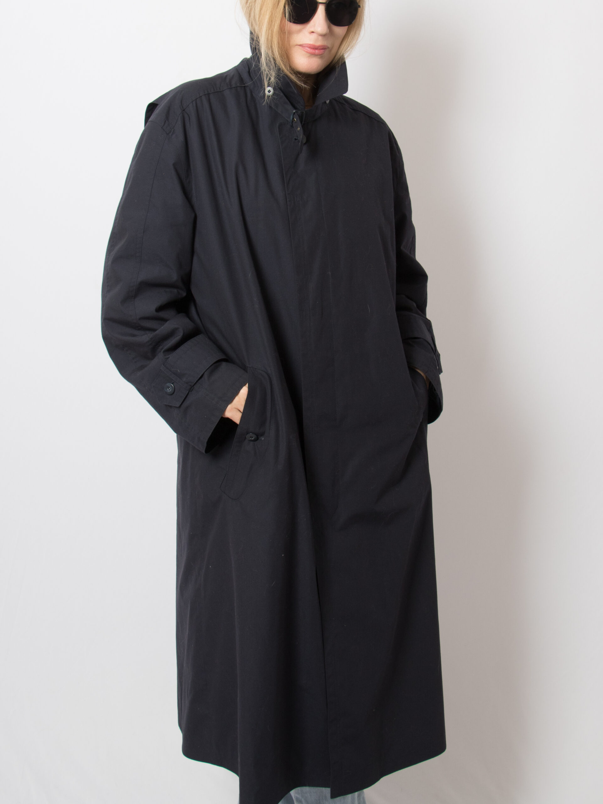 Vintage Navy Oversized Trench Coat Vintage Navy Oversized Trench Coat - Image 9