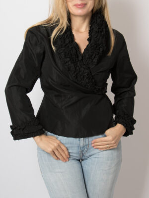 Vintage Black Wrap Blouse