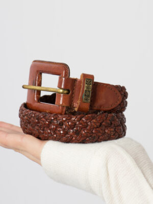 Vintage Thin Braided Leather Belt