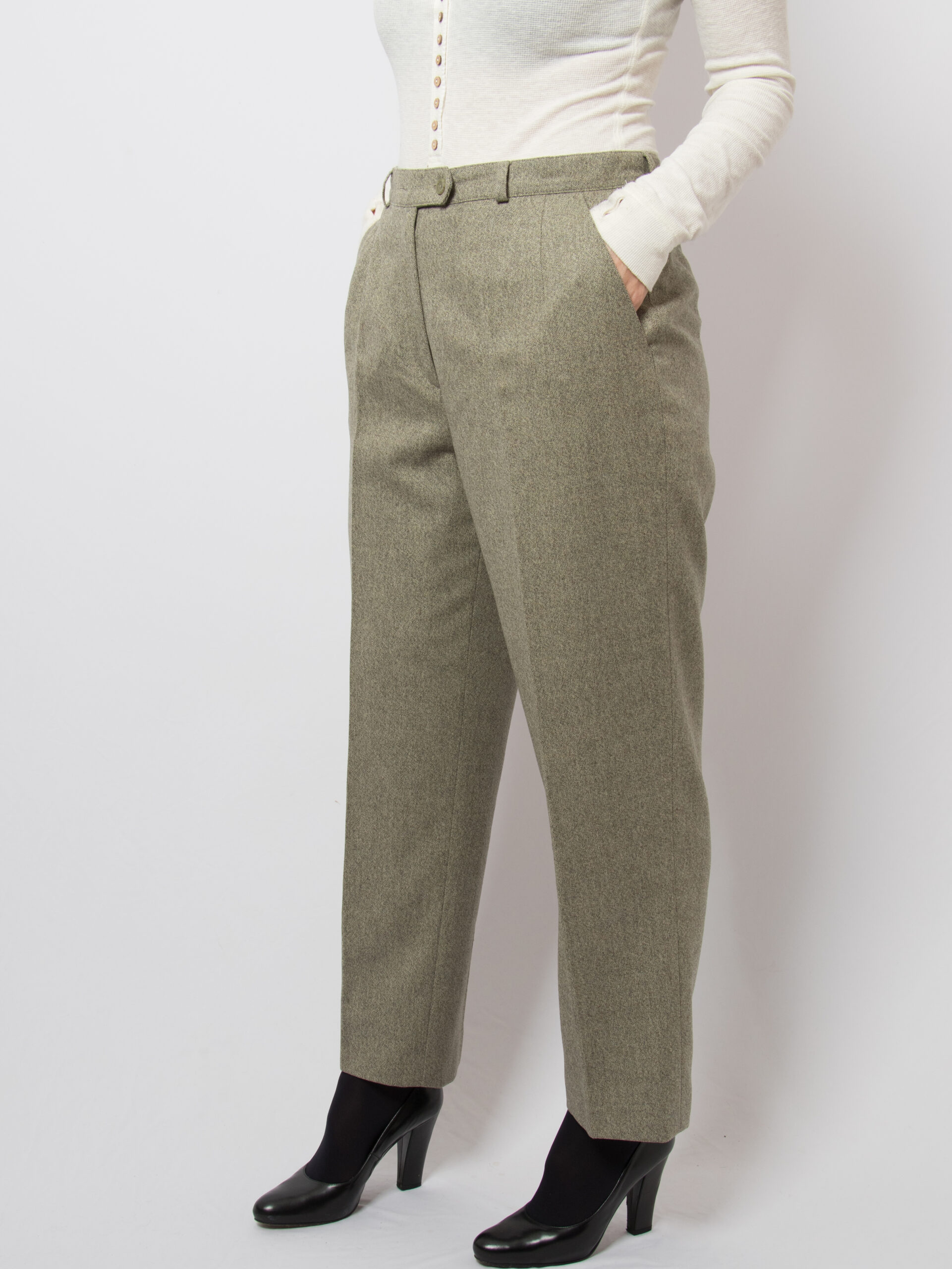 Vintage TIMELESS Wool Sage Trousers Vintage TIMELESS Wool Sage Trousers - Image 3