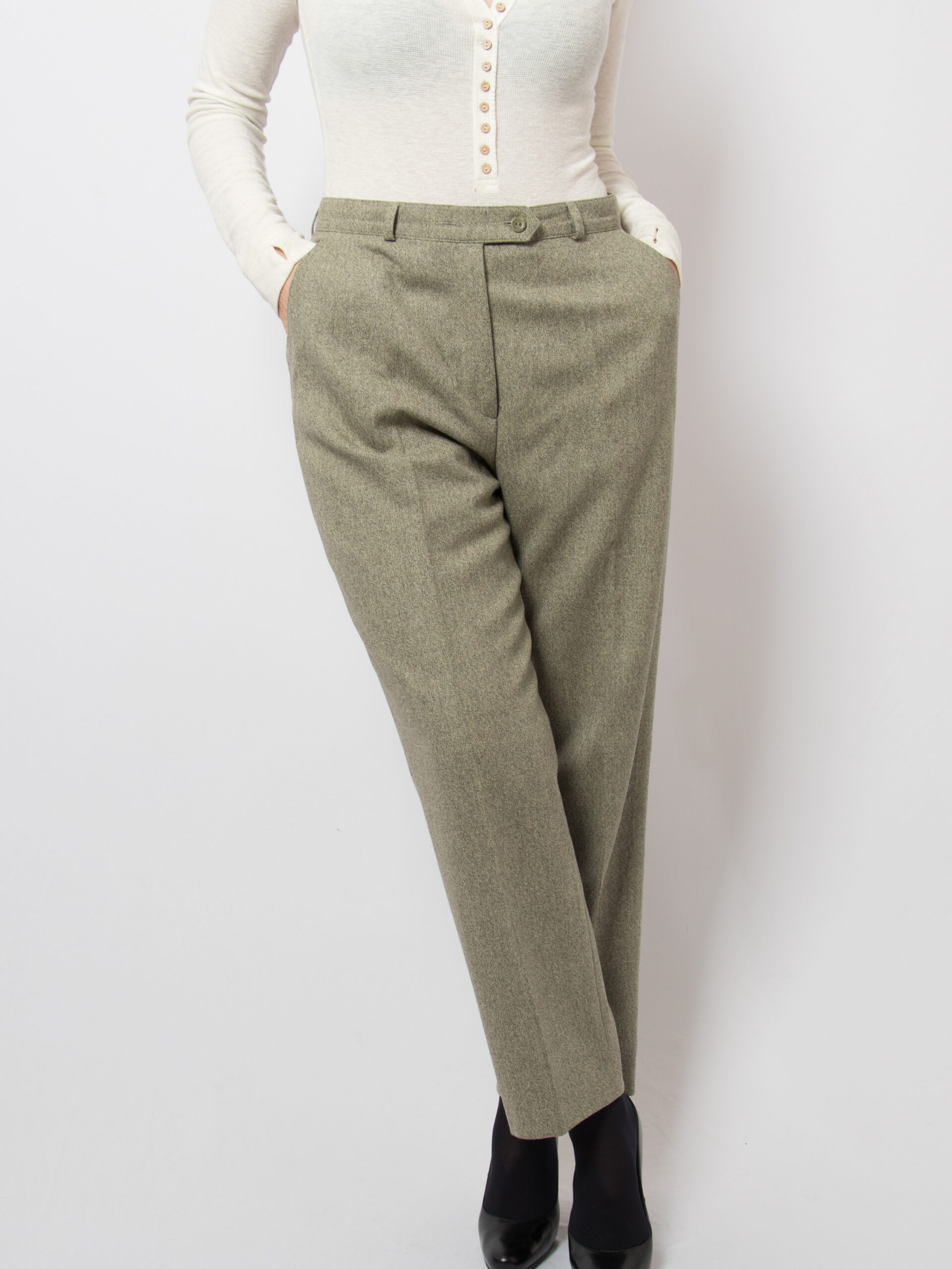 Vintage TIMELESS Wool Sage Trousers Vintage TIMELESS Wool Sage Trousers - Image 6