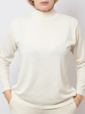 Vintage Ivory Mockneck Wool Sweater