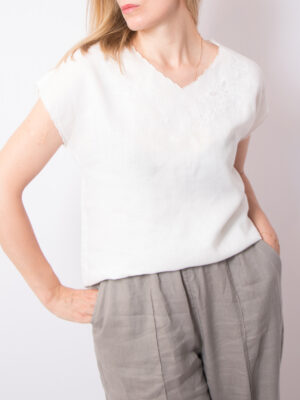 Vintage Embroidered Linen Blouse