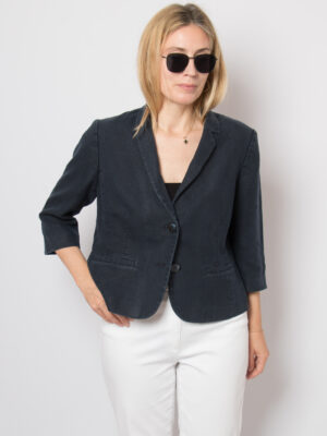 Vintage Viyella Navy Linen Blazer