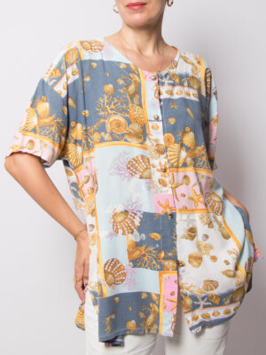 90s Underwater Print Oversized Shirt