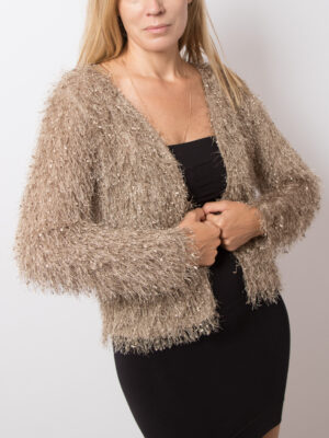 Vintage Eyelash Knit Open Cardigan