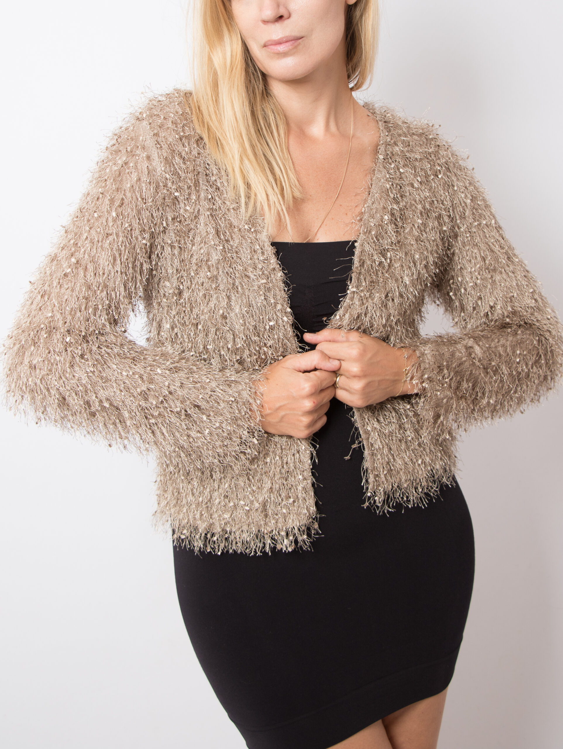 Vintage Eyelash Knit Open Cardigan Vintage Eyelash Knit Open Cardigan - Image 4