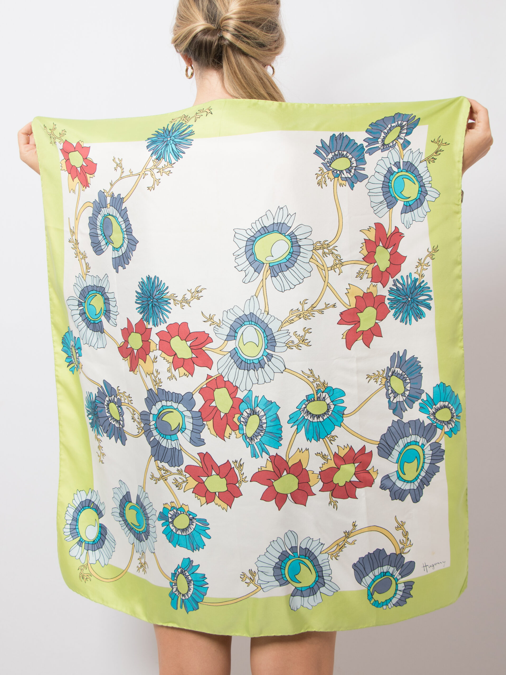 Vintage Hugony Square Silk Scarf Vintage Hugony Square Silk Scarf