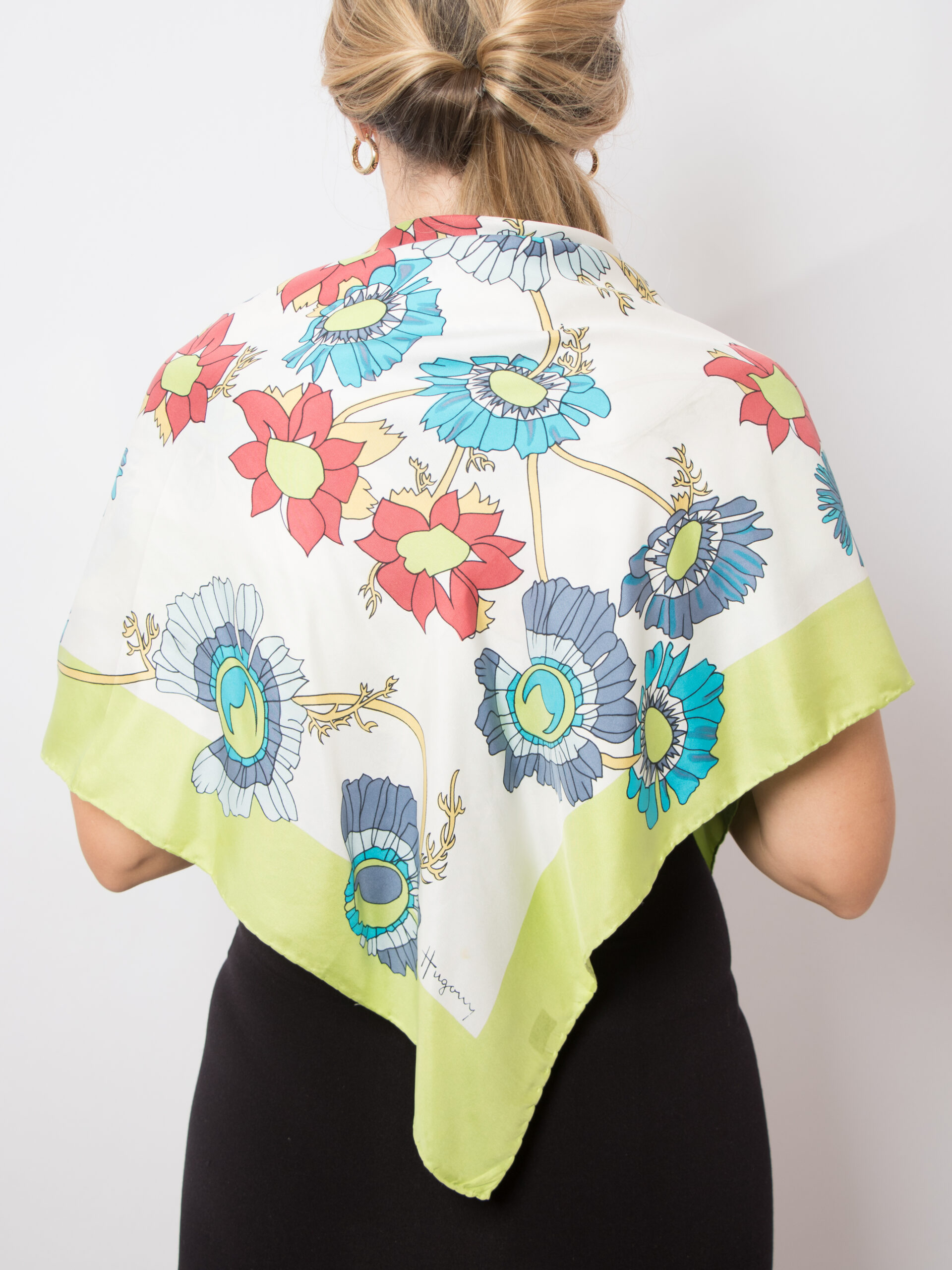Vintage Hugony Square Silk Scarf Vintage Hugony Square Silk Scarf - Image 2