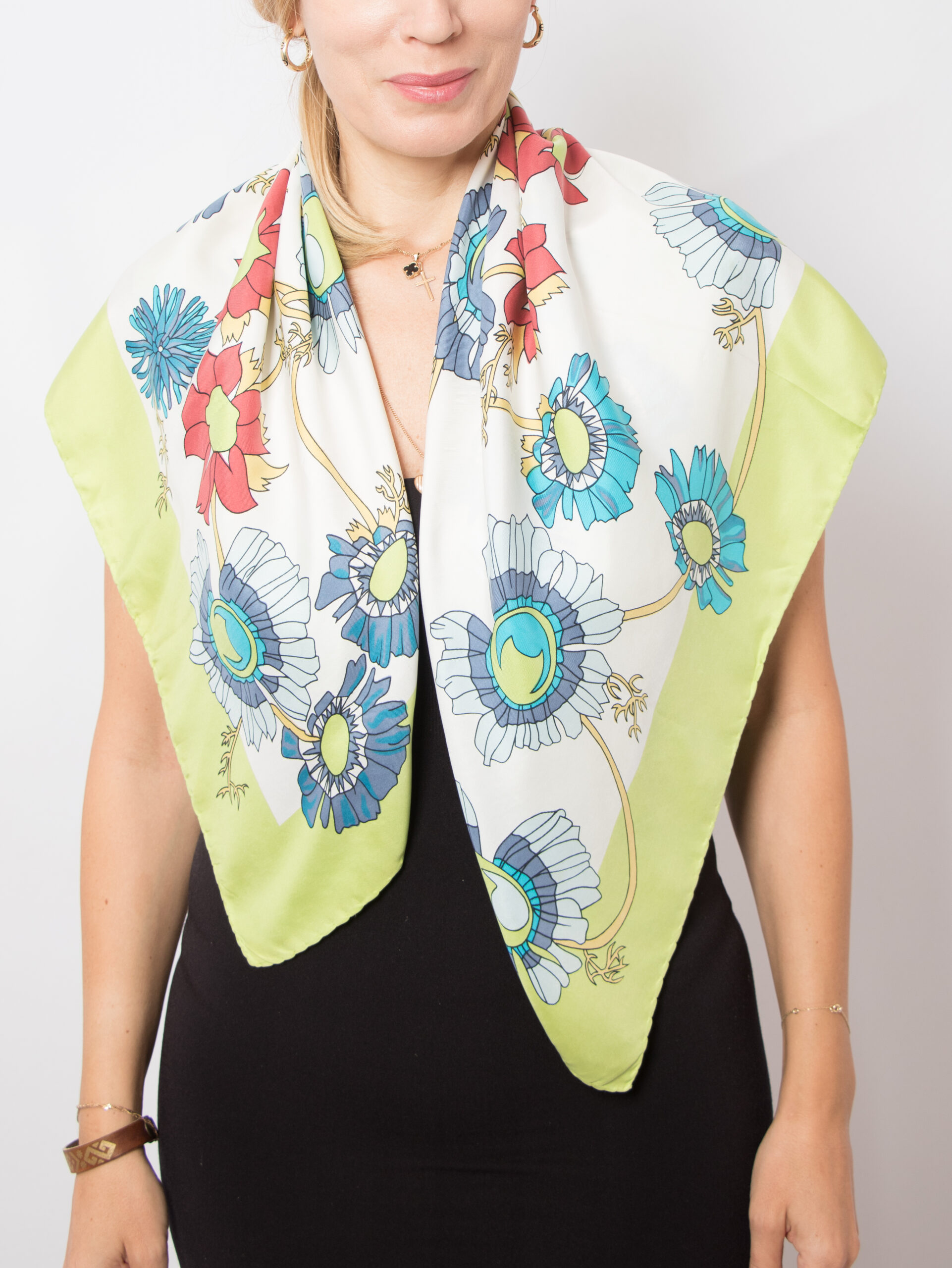 Vintage Hugony Square Silk Scarf Vintage Hugony Square Silk Scarf - Image 3