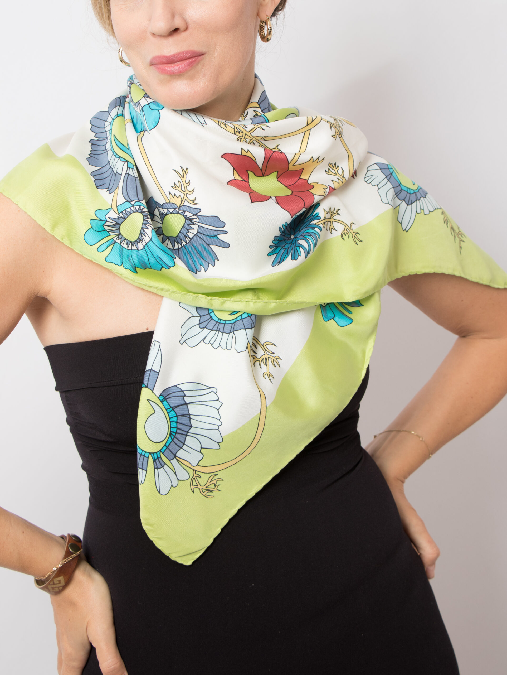 Vintage Hugony Square Silk Scarf Vintage Hugony Square Silk Scarf - Image 4