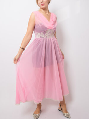 Vintage MAFRI Pink Sheer Negligee