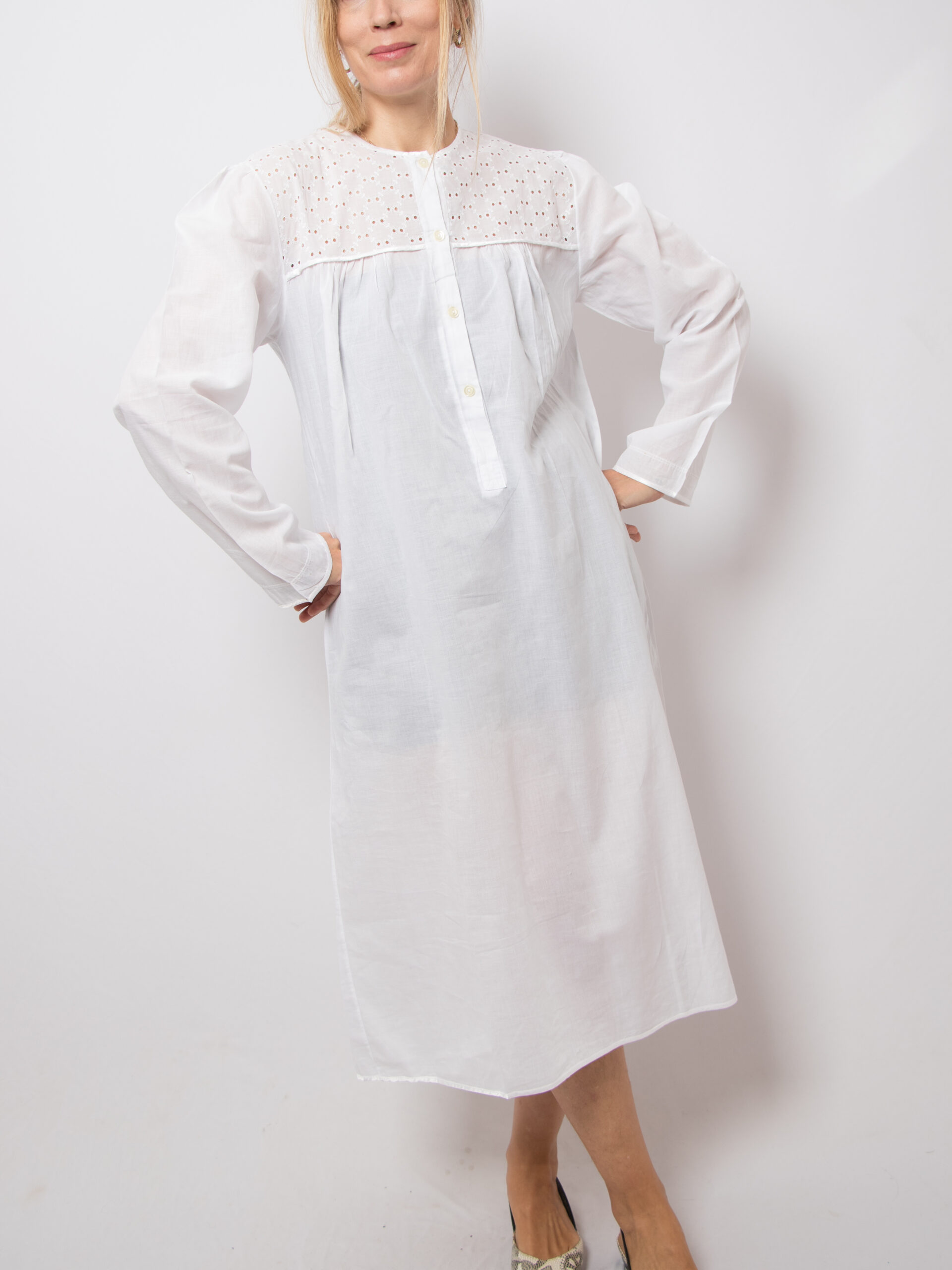 Vintage Long White Cotton Nightgown Vintage White Cotton Nightgown