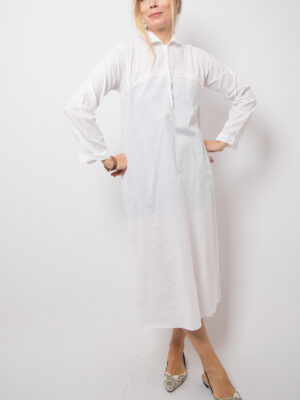 Vintage Embroidered Floral White Cotton Nightgown