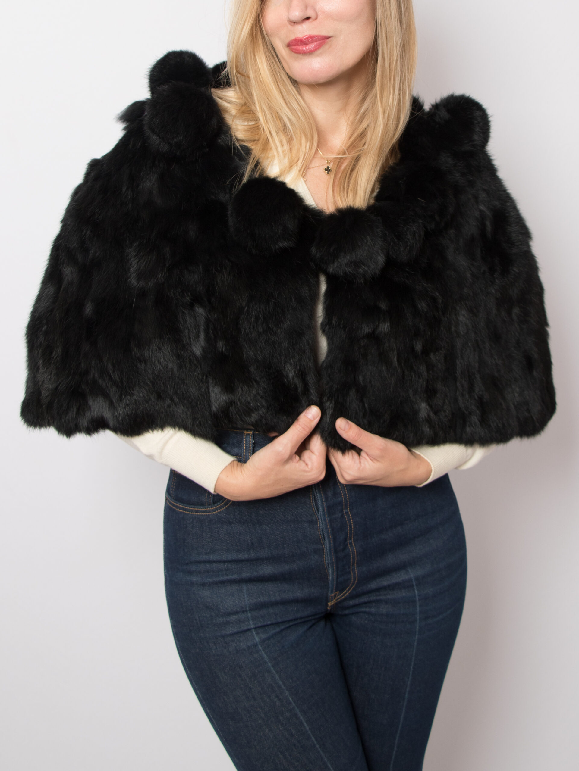 Vintage Black Rabbit Fur Capelet Vintage Black Rabbit Fur Capelet - Image 4