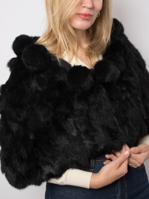 Vintage Black Rabbit Fur Capelet