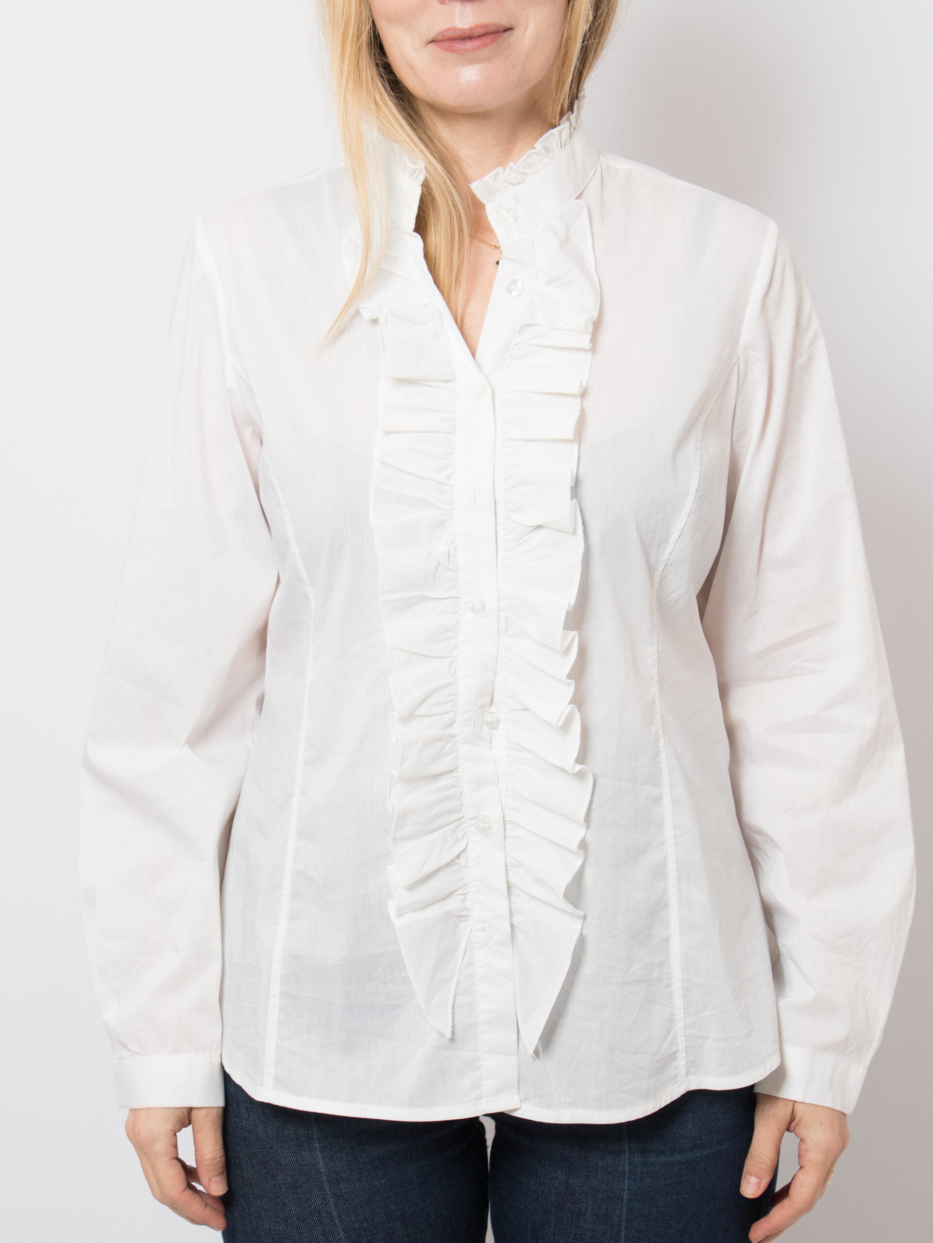 Vintage White Ruffle Blouse Mockneck Vintage White Ruffle Blouse Mockneck - Image 2