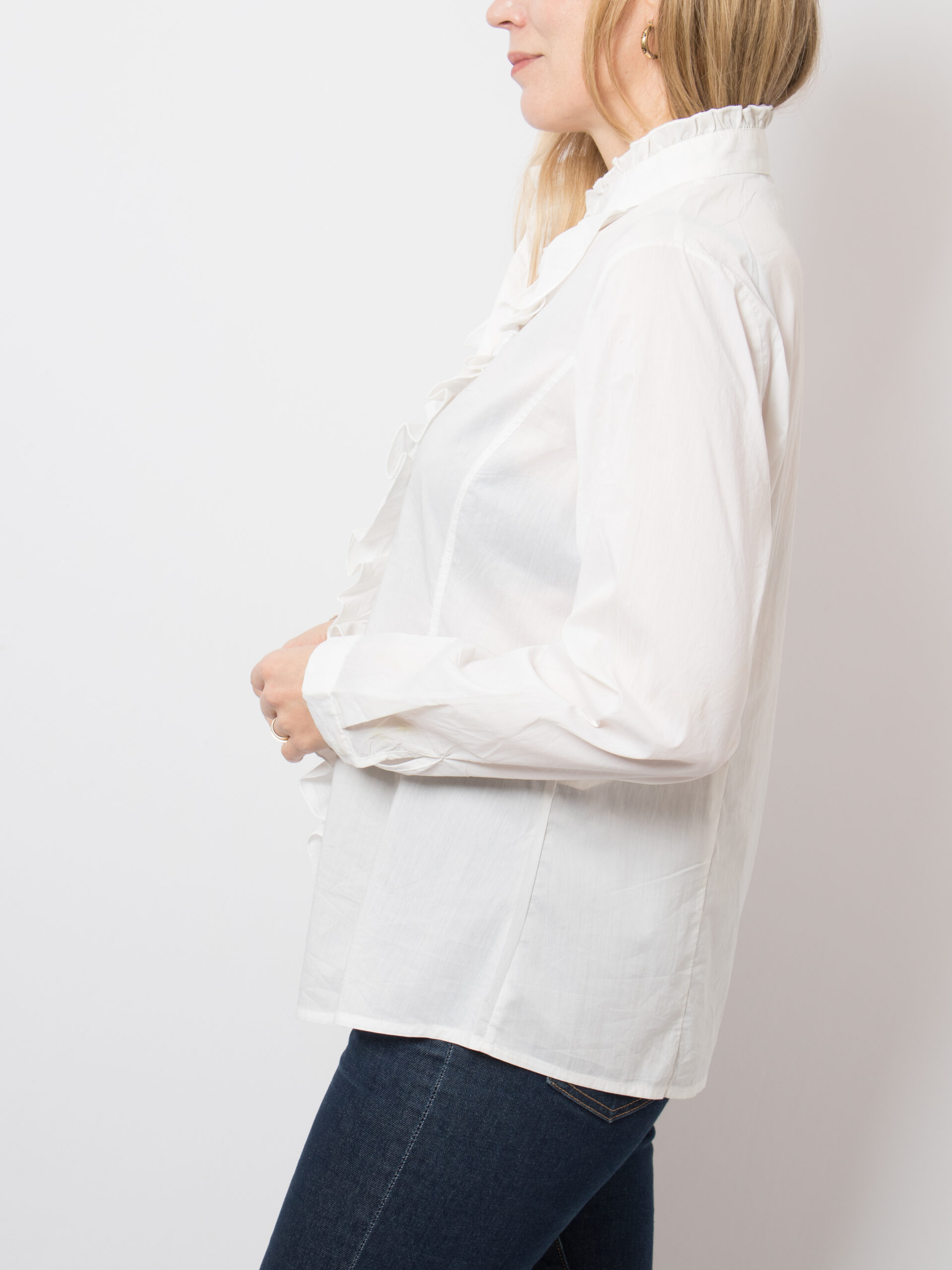 Vintage White Ruffle Blouse Mockneck Vintage White Ruffle Blouse Mockneck - Image 3