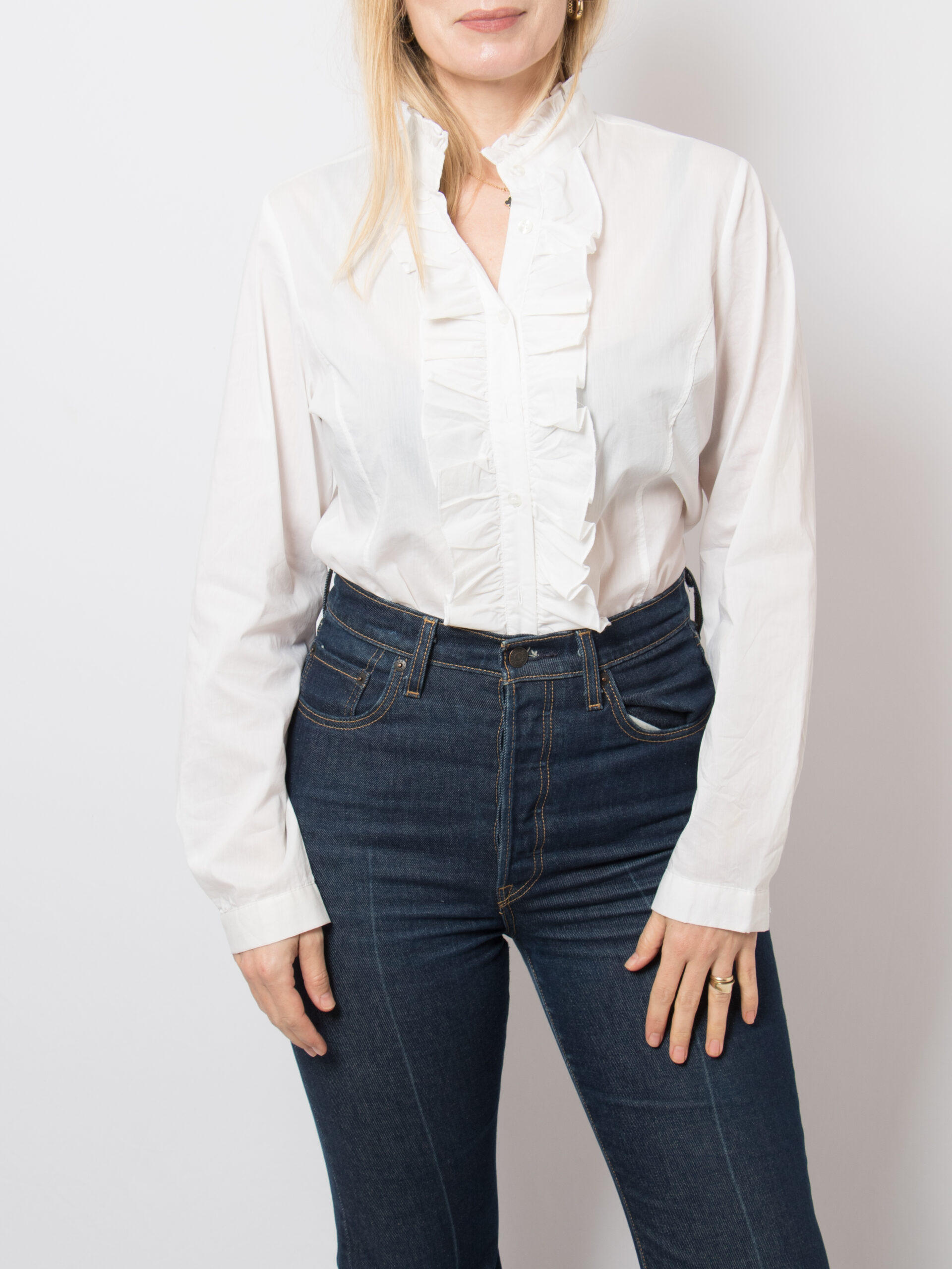 Vintage White Ruffle Blouse Mockneck Vintage White Ruffle Blouse Mockneck