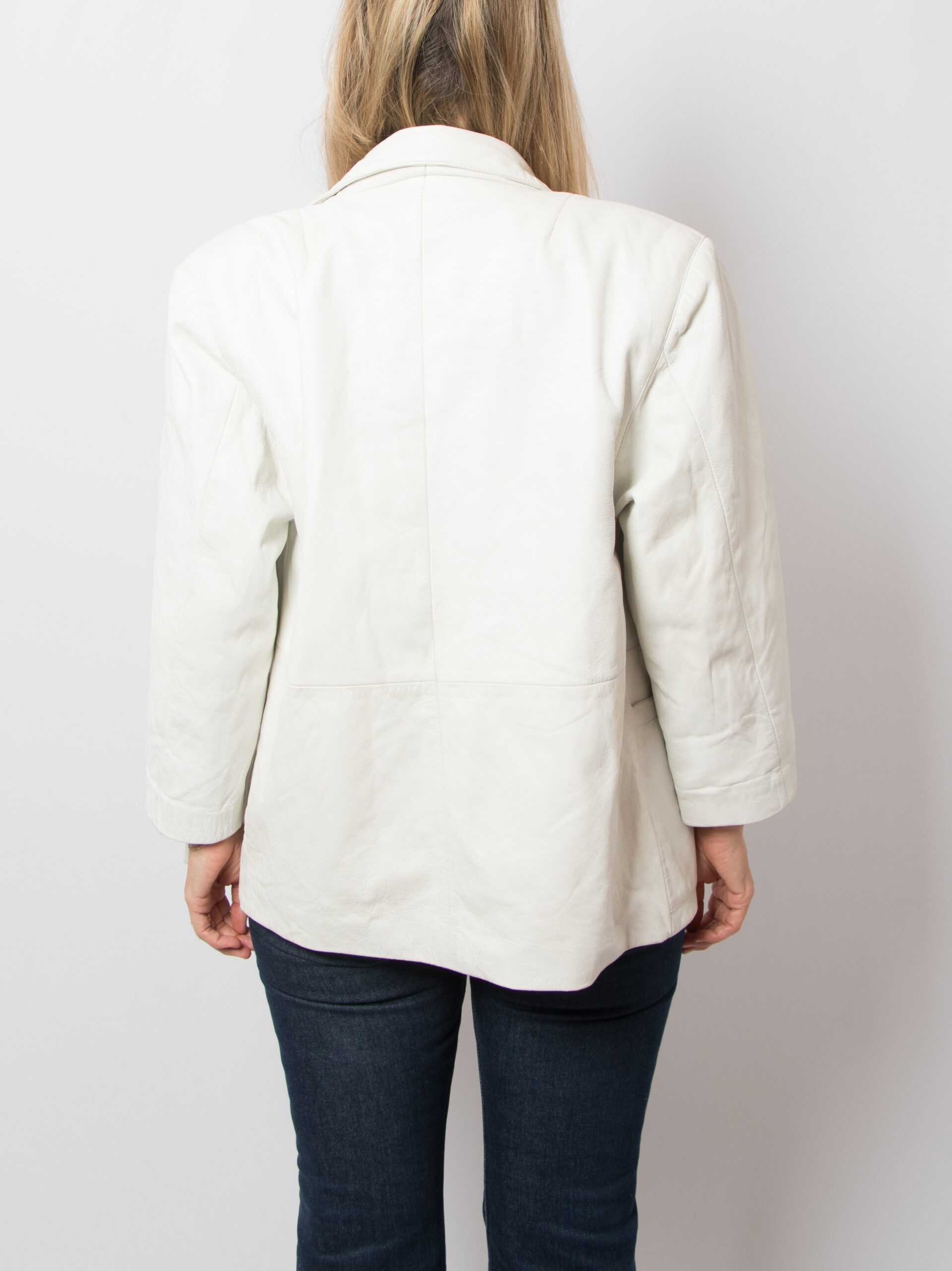 90s Oversized White Leather Blazer 90s Oversized White Leather Blazer - Image 4