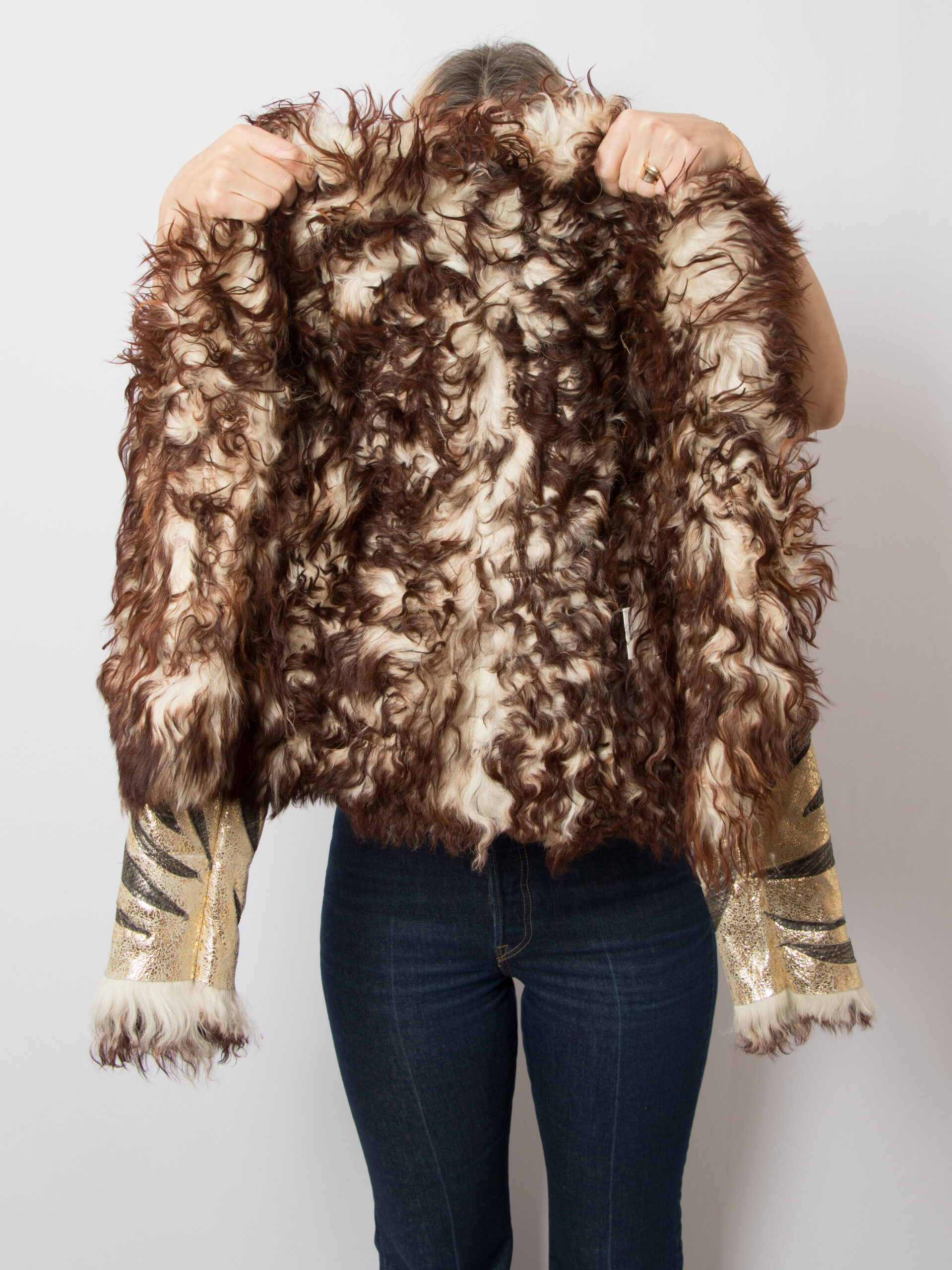 Extè Gold Leather Shearling Jacket Extè Gold Leather Shearling Jacket - Image 8