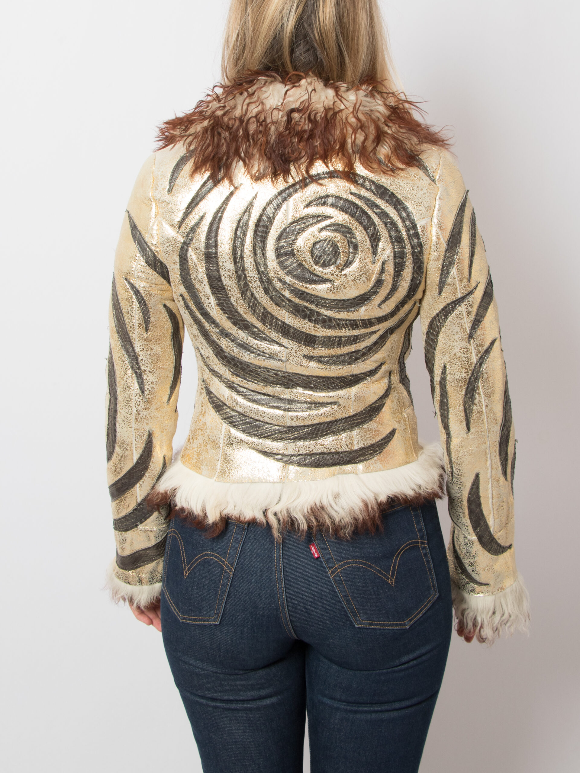Extè Gold Leather Shearling Jacket Extè Gold Leather Shearling Jacket - Image 4