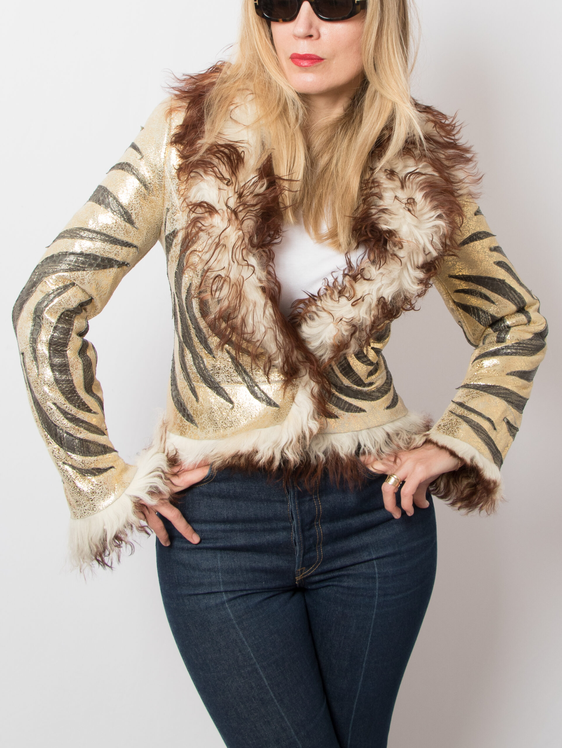 Extè Gold Leather Shearling Jacket Extè Gold Leather Shearling Jacket - Image 6