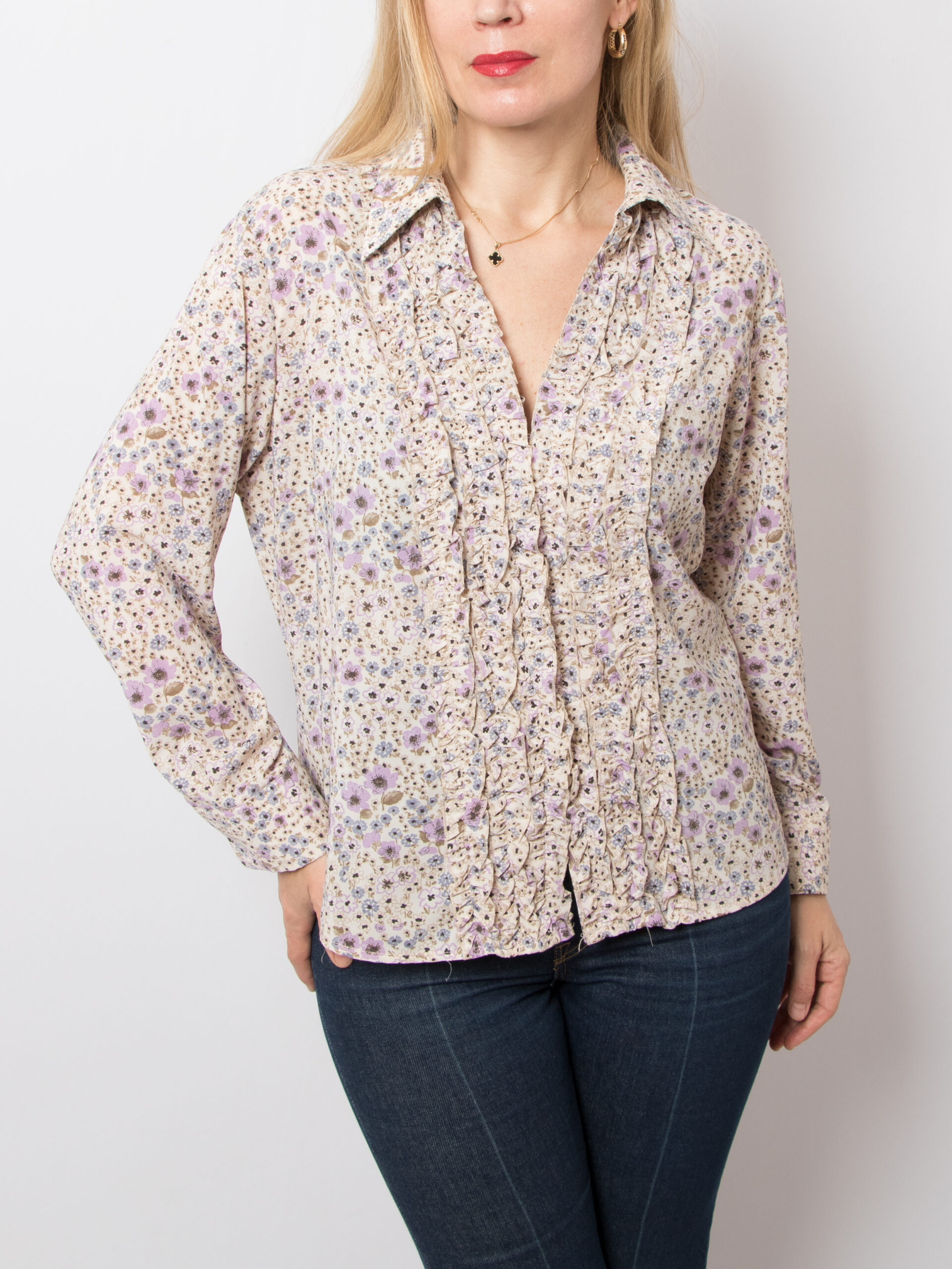 Vintage Floral Ruffle Blouse Ruffled by VALENTINAS Vintage Floral Ruffle Blouse Ruffled by VALENTINAS - Image 2