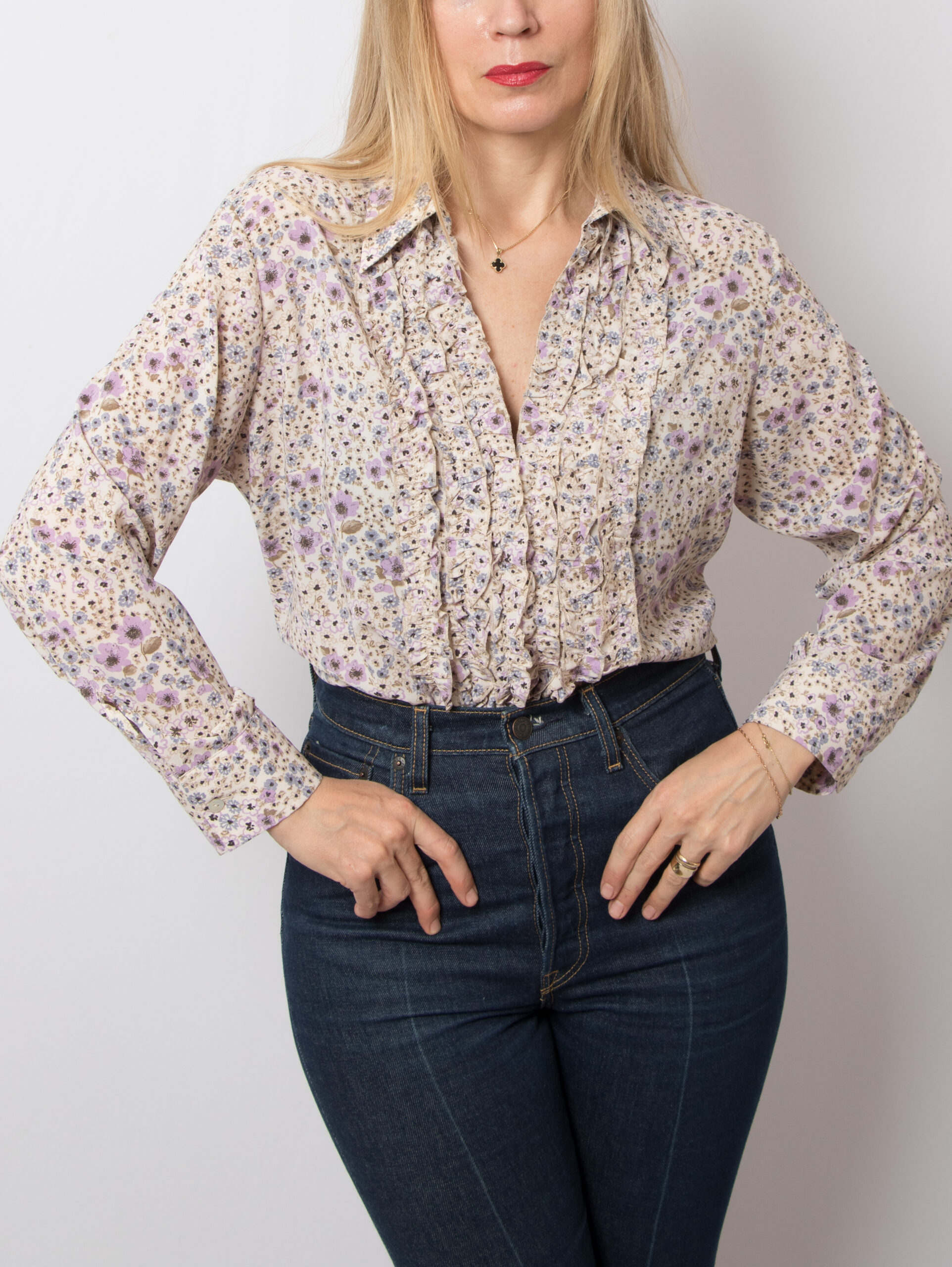 Vintage Floral Ruffle Blouse Ruffled by VALENTINAS Vintage Floral Ruffle Blouse Ruffled by VALENTINAS - Image 3