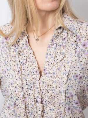 Vintage Floral Ruffle Blouse Ruffled by VALENTINAS