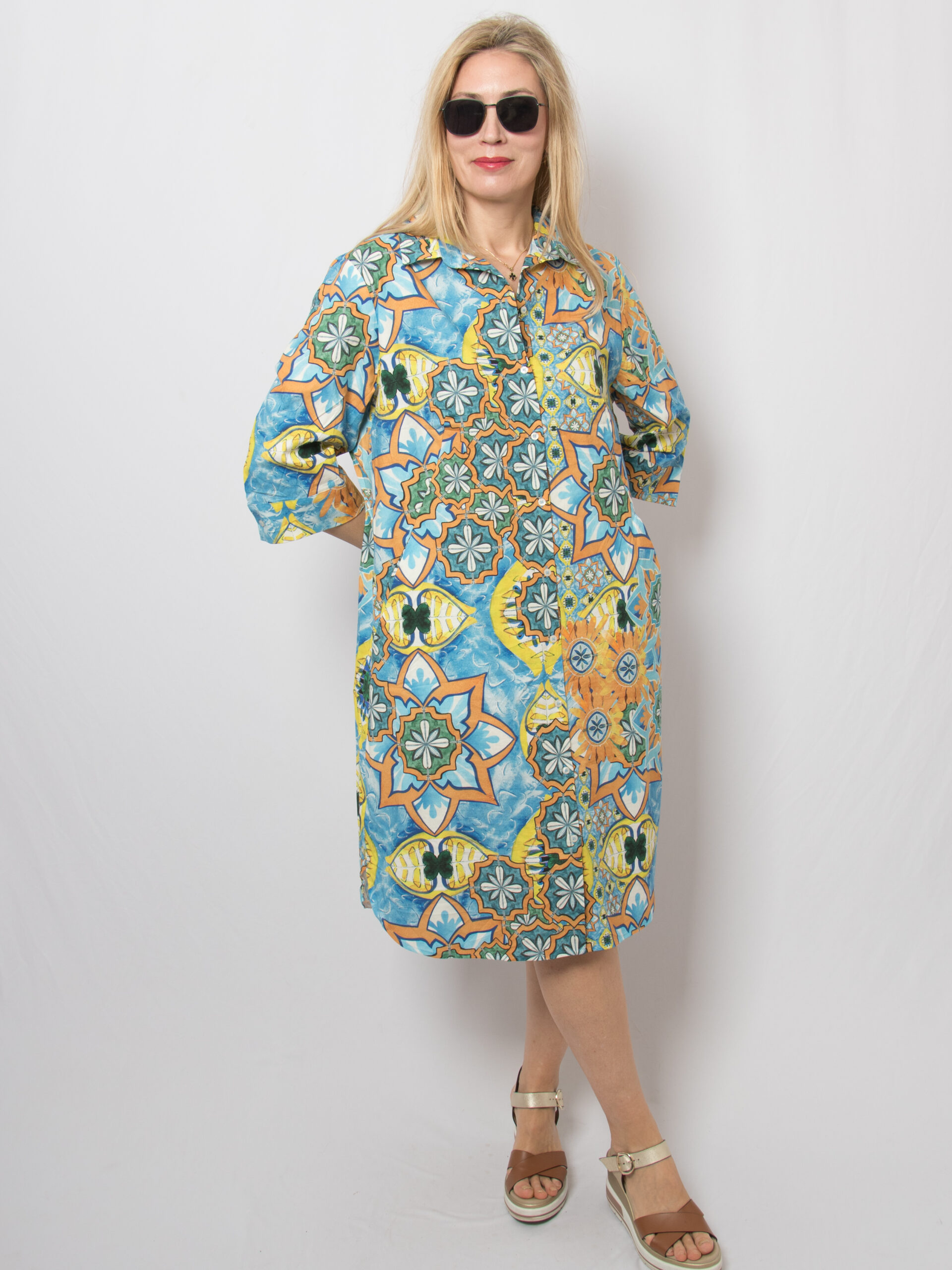 Vera Mont Robe Légère Vintage Cotton Shirt Dress Vera Mont Robe Légère Vintage Cotton Shirt Dress - Image 2