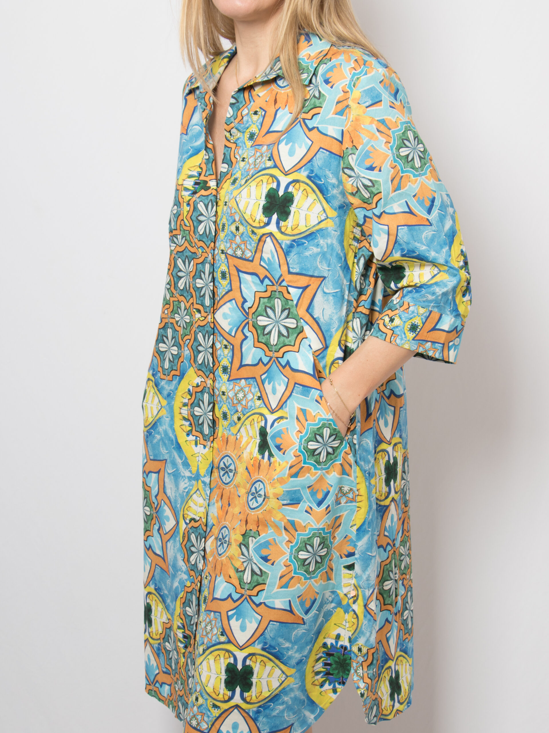 Vera Mont Robe Légère Vintage Cotton Shirt Dress Vera Mont Robe Légère Vintage Cotton Shirt Dress - Image 3