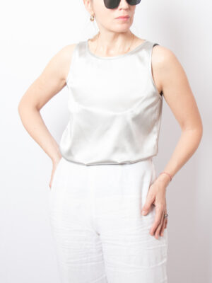 Les Copains Silver Silk Top