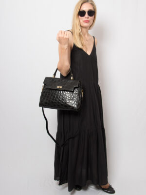 Vintage Black Structured Leather Handbag
