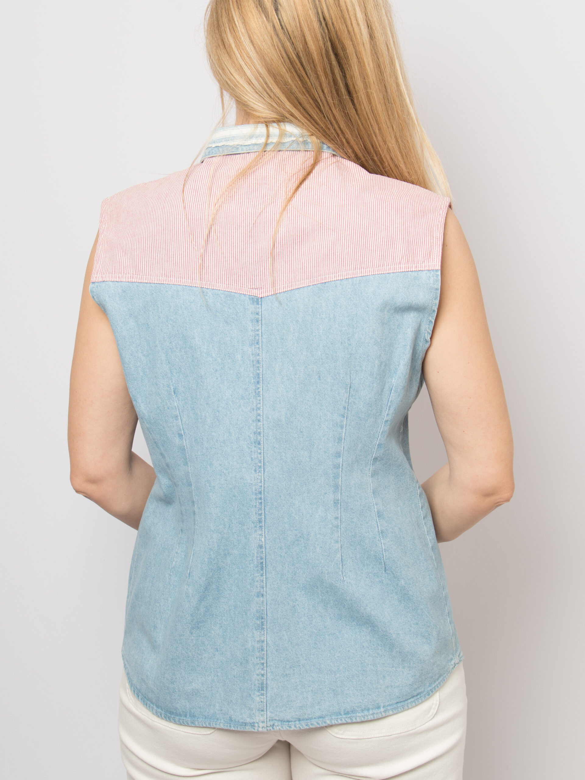 90s Sleeveless Denim Button Down Shirt 90s Sleeveless Denim Button Down Shirt - Image 2