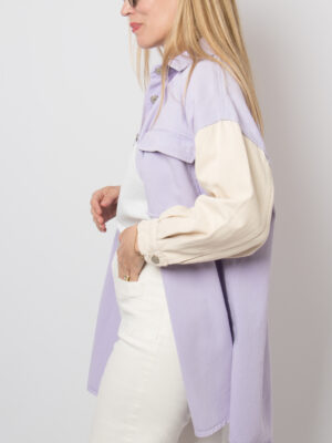 90s Oversized Colorblock Denim Shirt Jacket