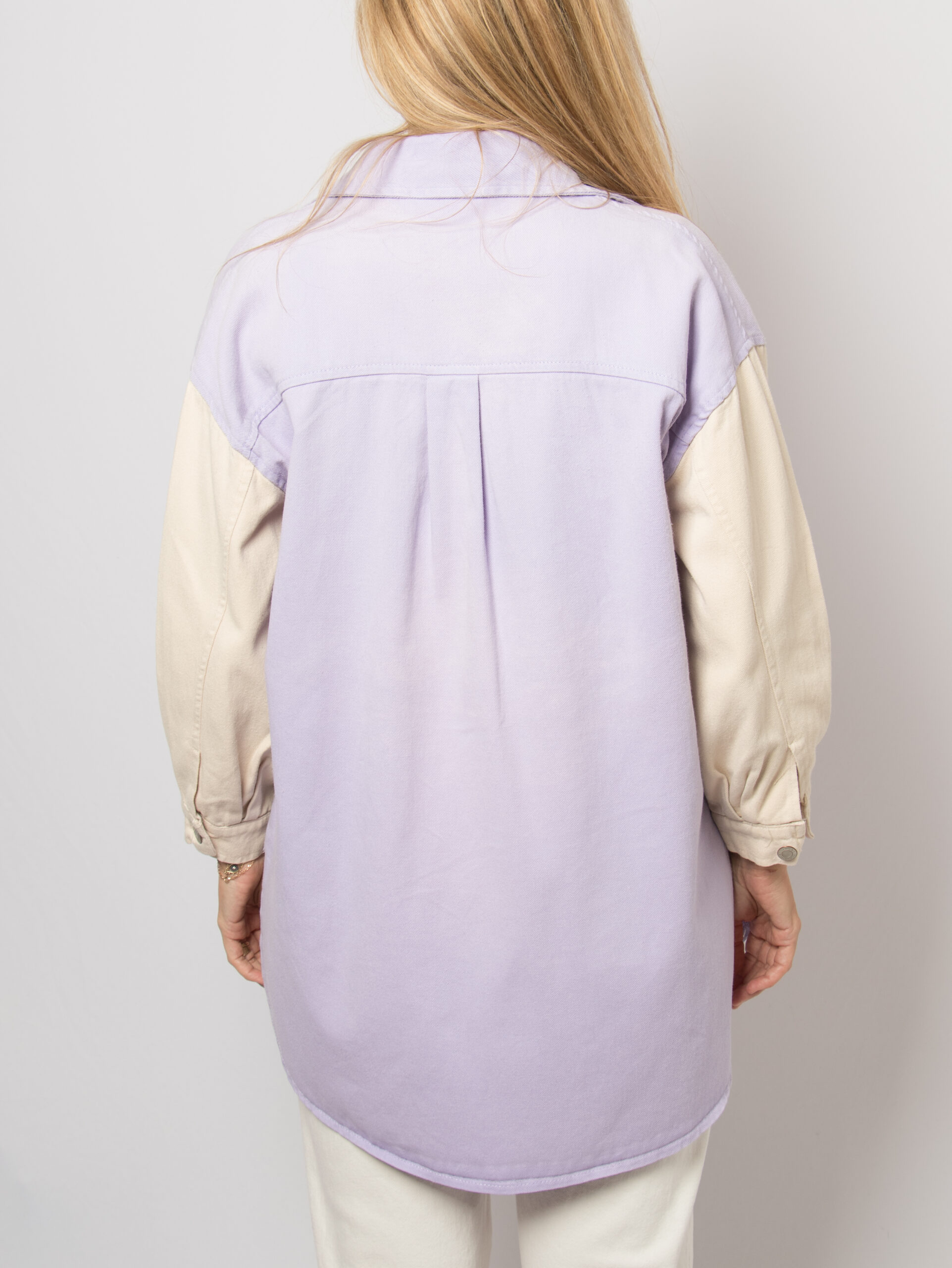 90s Oversized Colorblock Denim Shirt Jacket 90s Oversized Colorblock Denim Shirt Jacket - Image 2