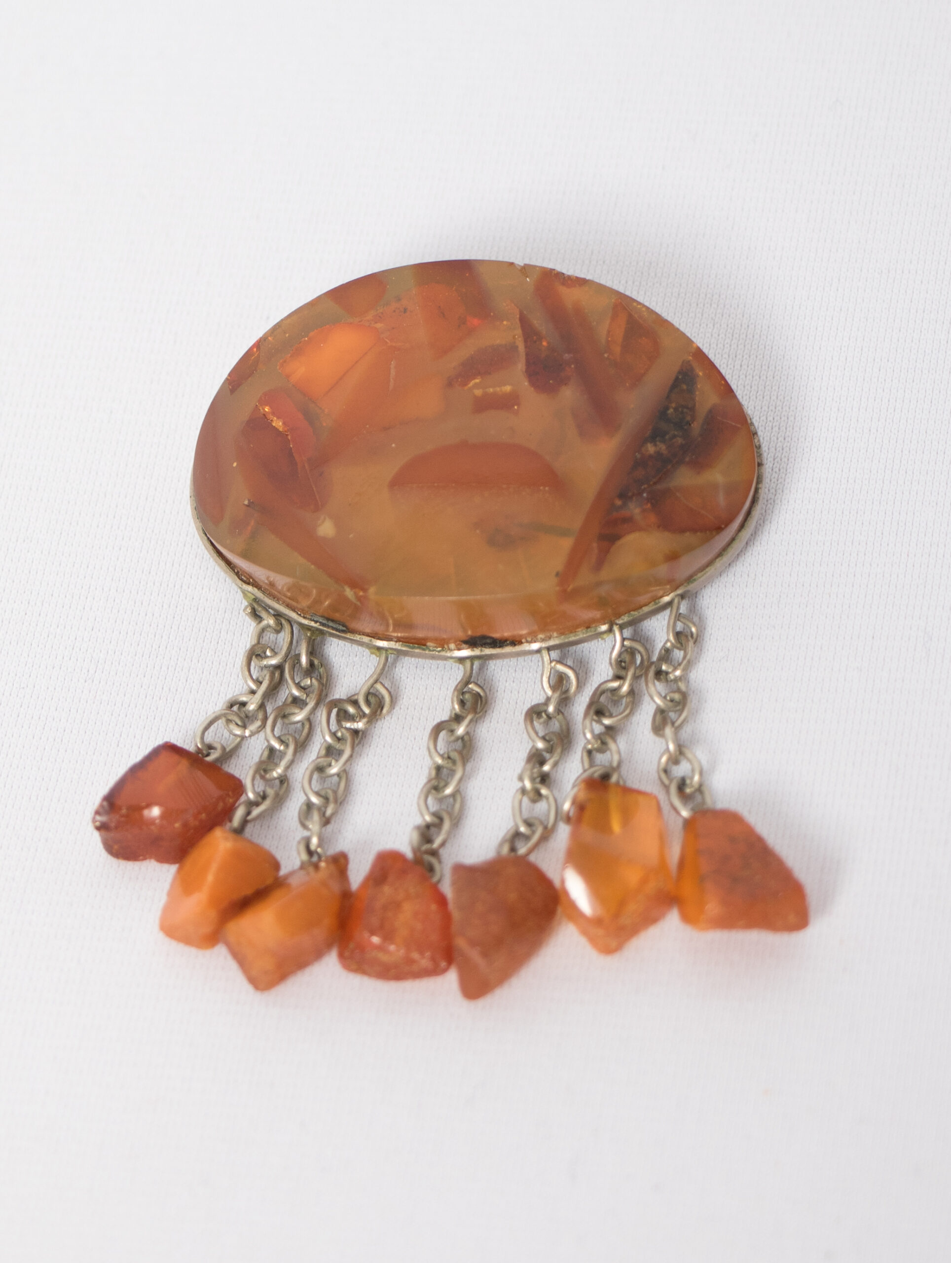 Vintage Baltic Amber Statement Brooch with Dangle Drops Vintage Baltic Amber Statement Brooch with Dangle Drops