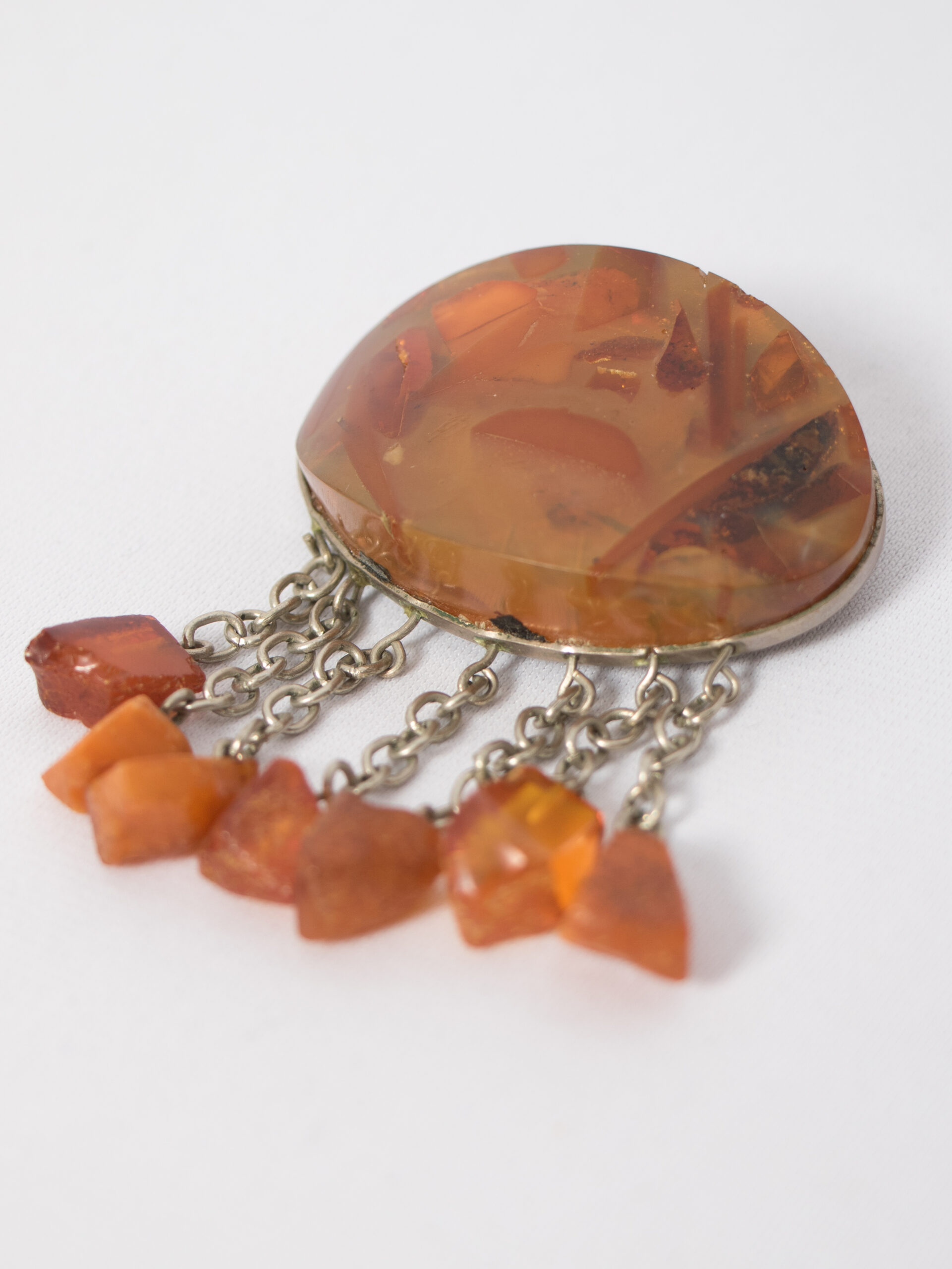 Vintage Baltic Amber Statement Brooch with Dangle Drops Vintage Baltic Amber Statement Brooch with Dangle Drops - Image 2