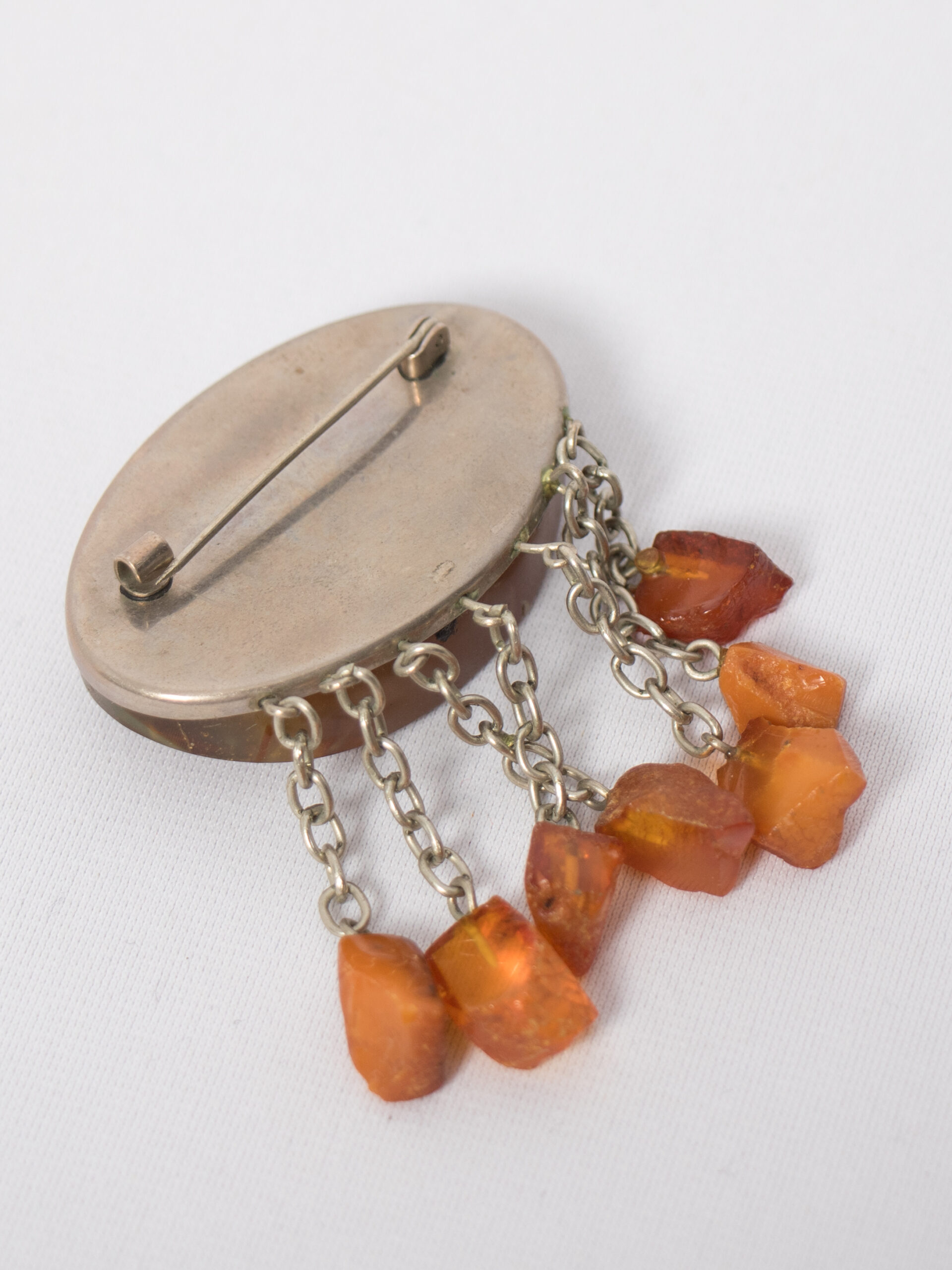 Vintage Baltic Amber Statement Brooch with Dangle Drops Vintage Baltic Amber Statement Brooch with Dangle Drops - Image 3