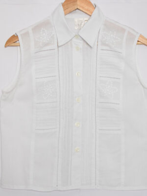 Vintage White Pintuck Embroidered Shirt