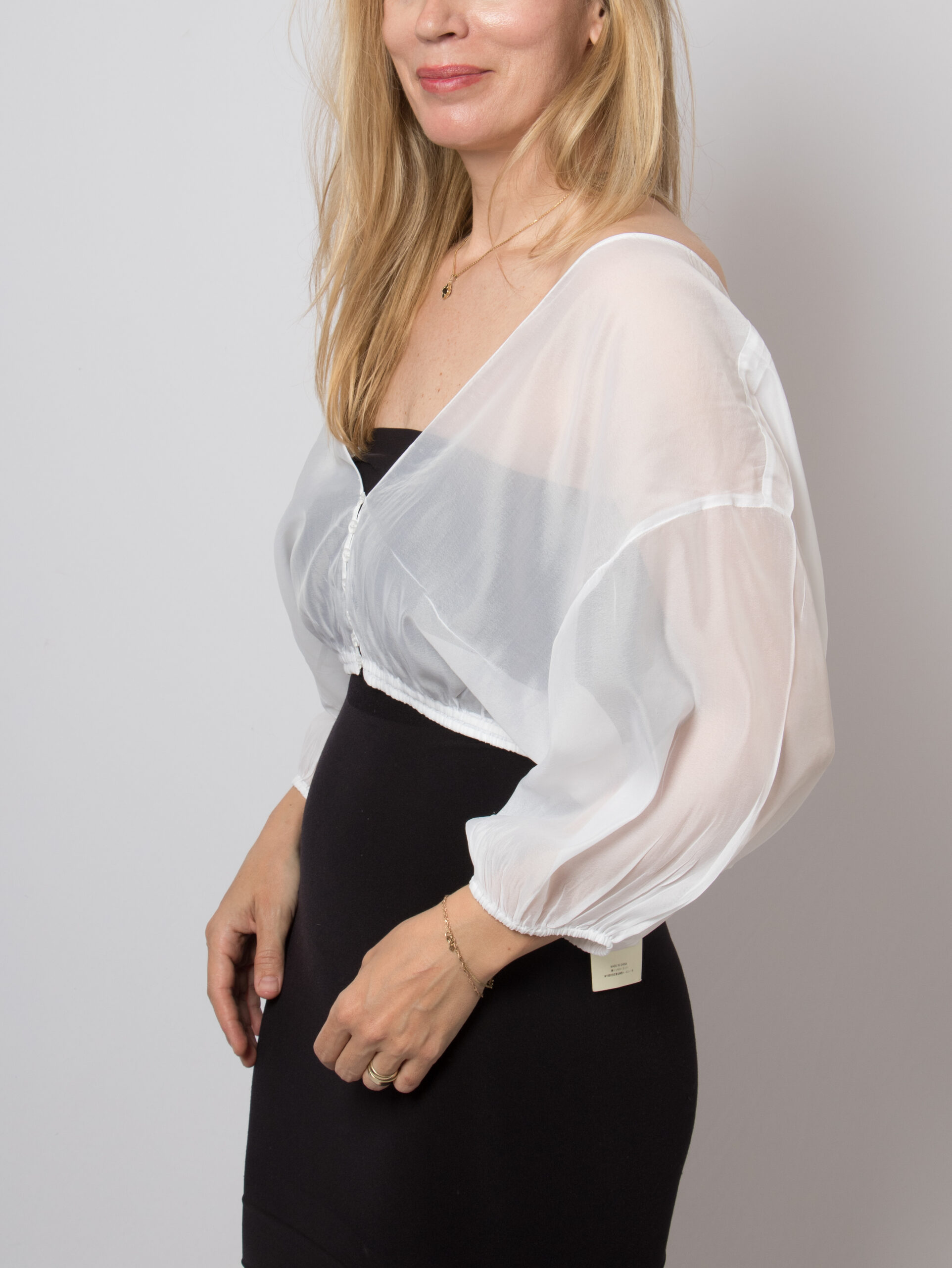 DES PRES Silk Blend Sheer Bolero Ballon Sleeves DES PRES Silk Blend Sheer Bolero Ballon Sleeves - Image 3