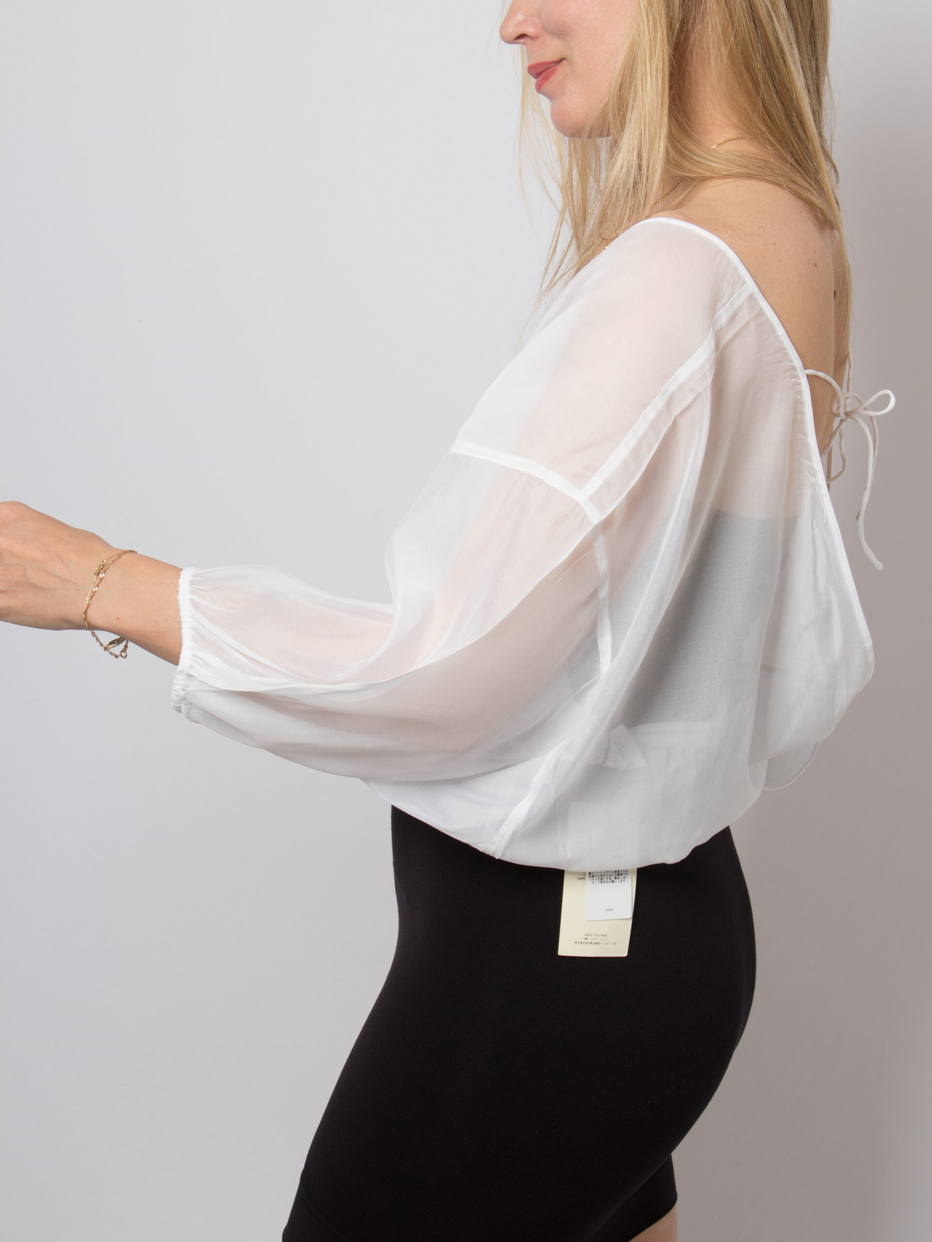 DES PRES Silk Blend Sheer Bolero Ballon Sleeves DES PRES Silk Blend Sheer Bolero Ballon Sleeves - Image 4