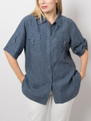 Elena Miro Blue Linen Shirt