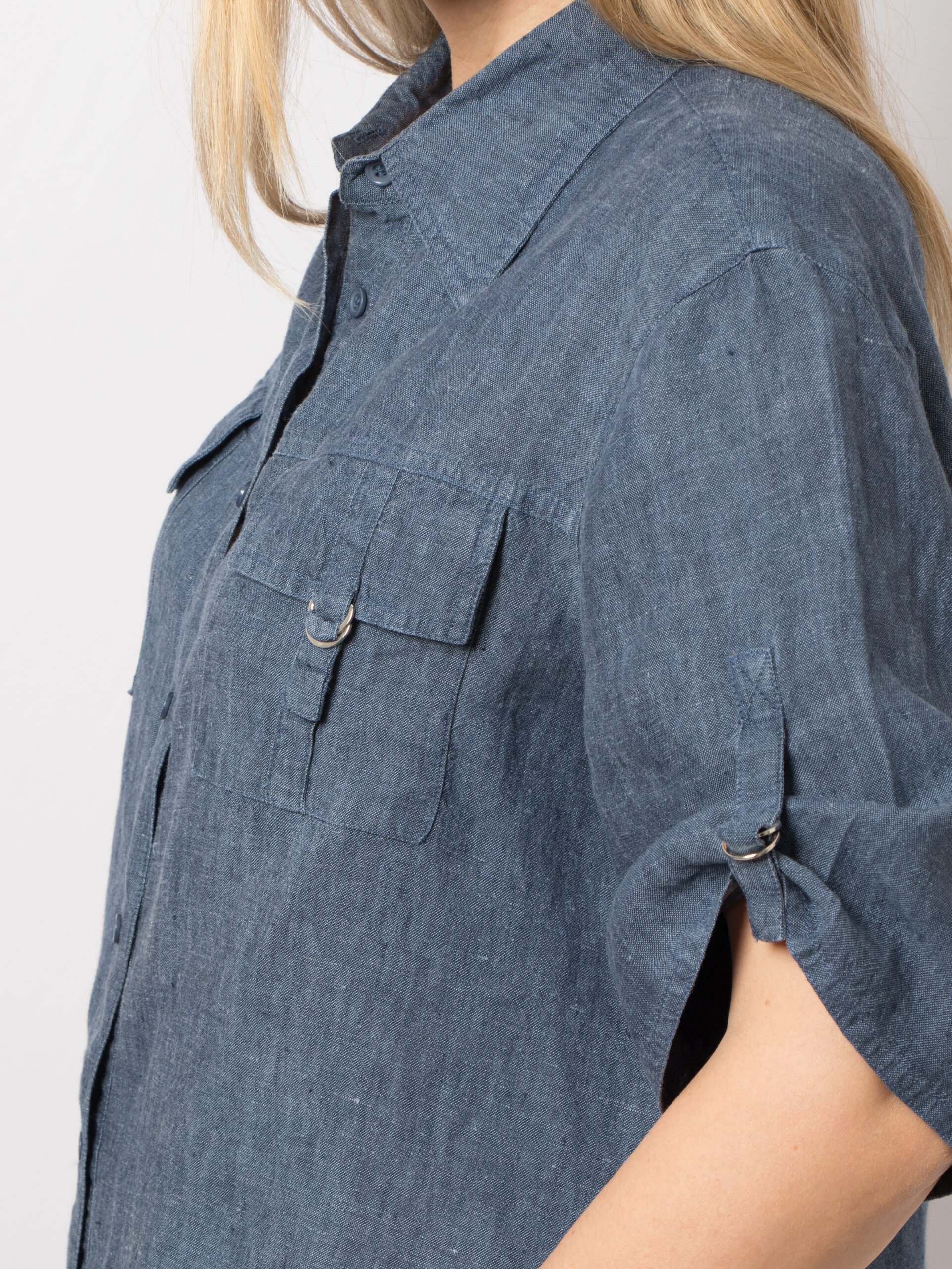 Elena Miro Blue Linen Shirt Elena Miro Blue Linen Shirt - Image 2
