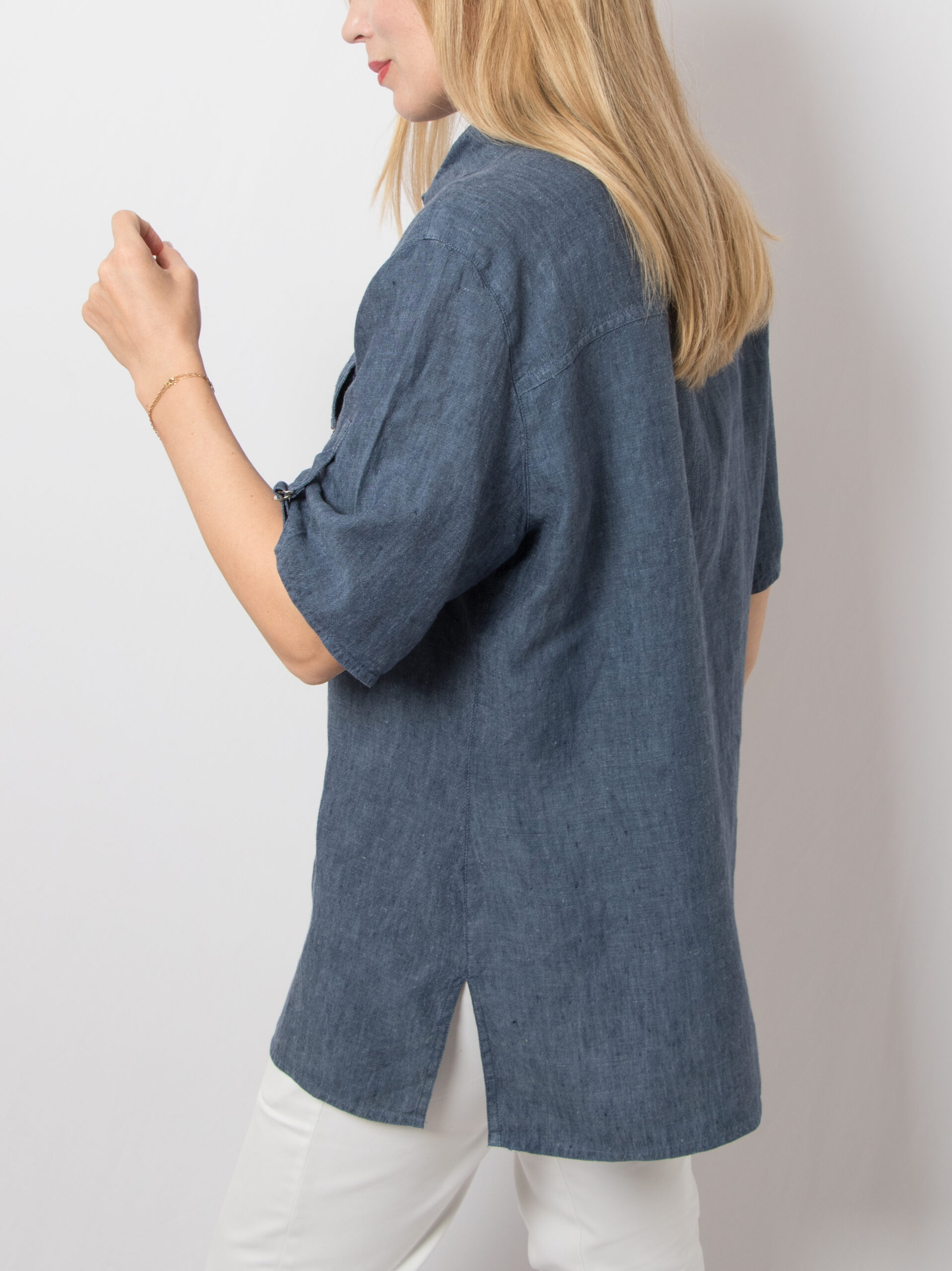 Elena Miro Blue Linen Shirt Elena Miro Blue Linen Shirt - Image 3