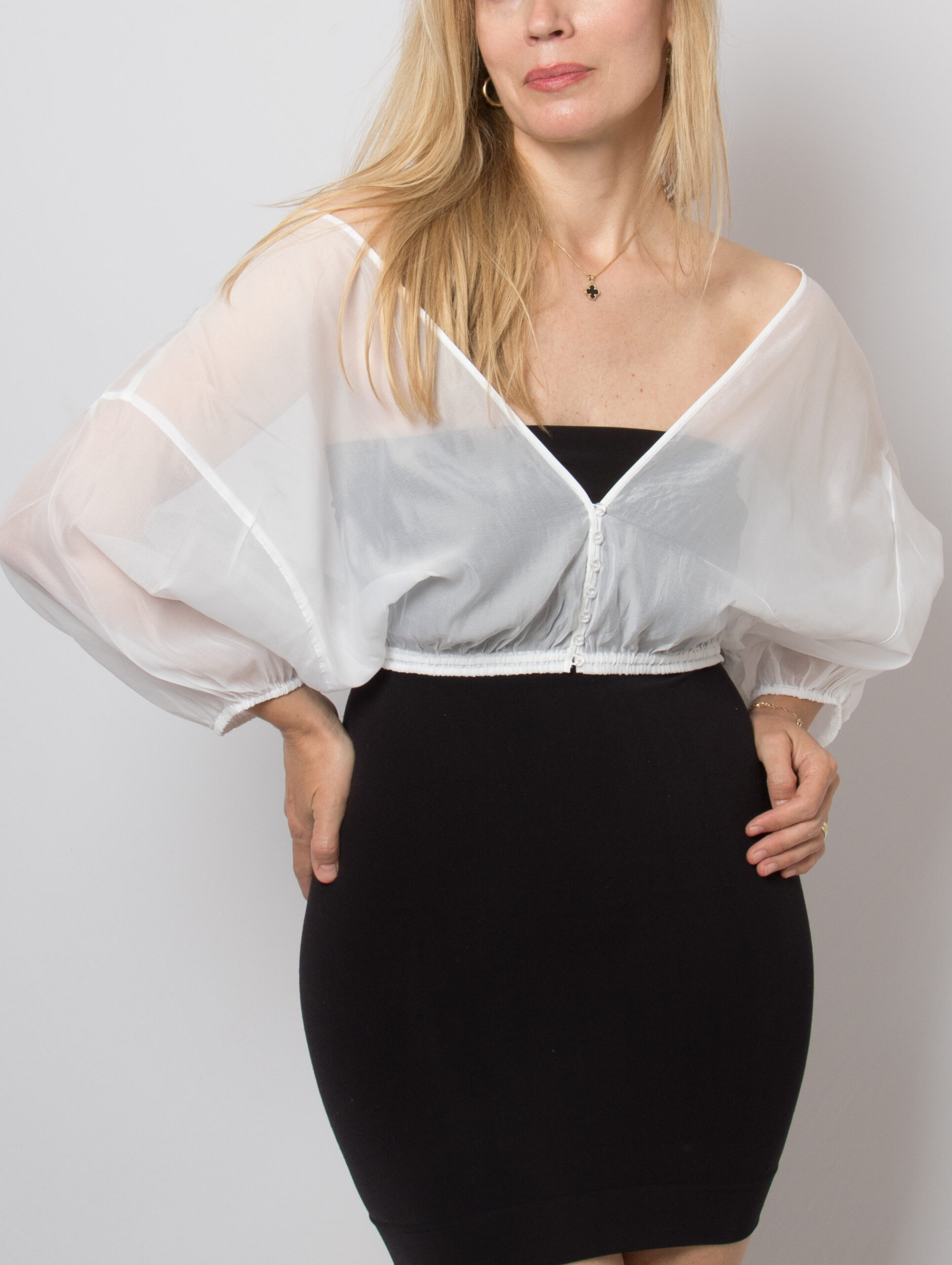 DES PRES Silk Blend Sheer Bolero Ballon Sleeves DES PRES Silk Blend Sheer Bolero Ballon Sleeves - Image 8