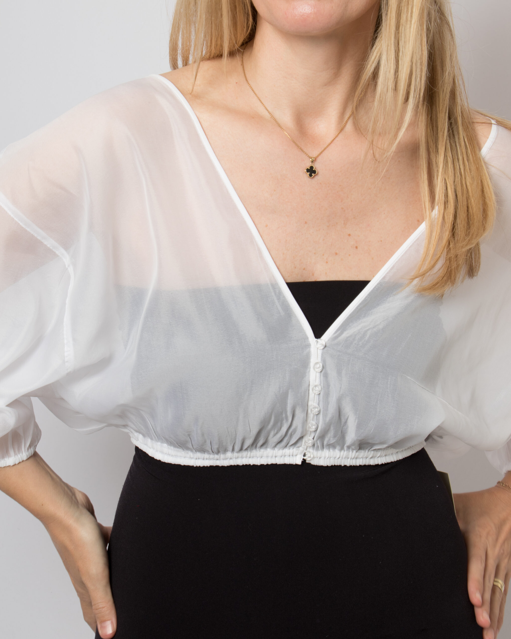 DES PRES Silk Blend Sheer Bolero Ballon Sleeves DES PRES Silk Blend Sheer Bolero Ballon Sleeves - Image 9